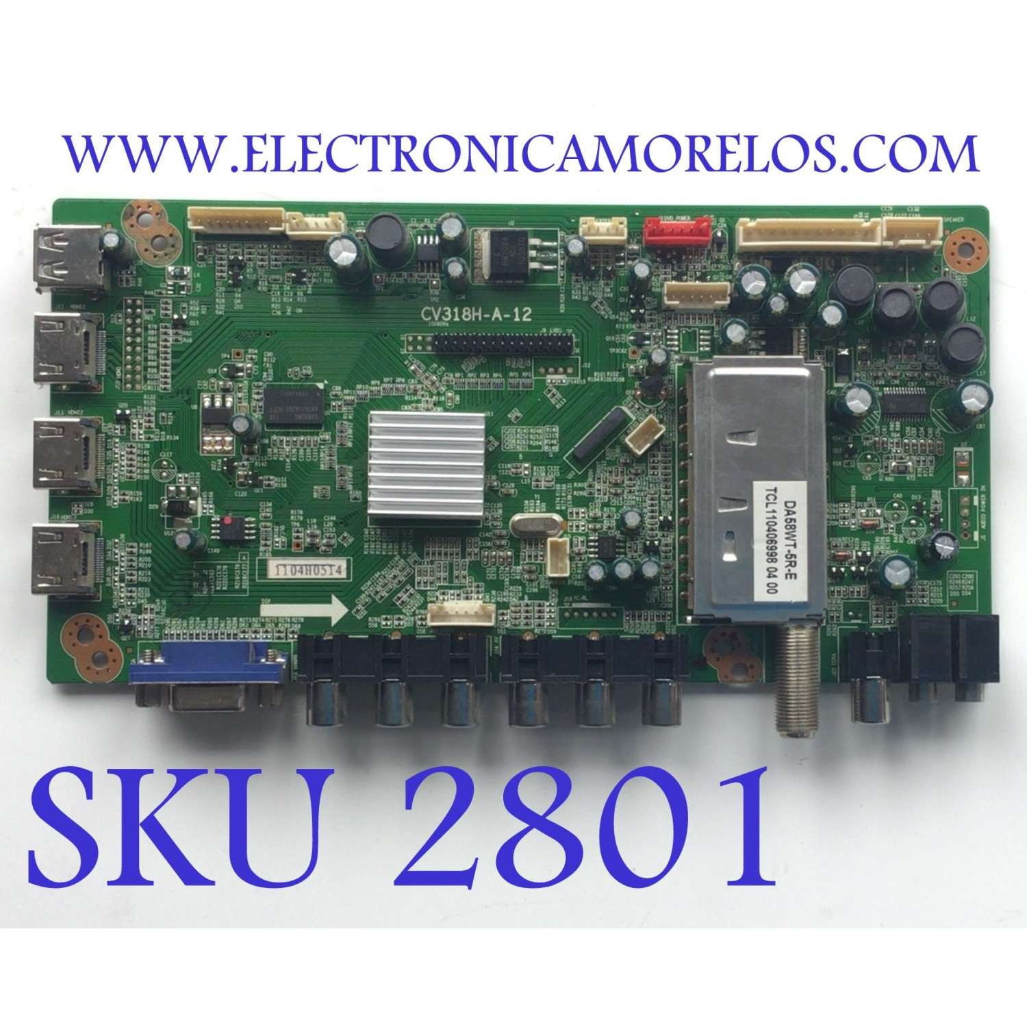 MAIN PARA T5V APEX / NUMERO DE PARTE 1104H0514 / CV318H-A-12 / 1.03.70.02100 / 2011TFT-RX-003 / PANEL T400HW04 V.1 / MODELO LE40H88